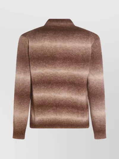 Nn07 Collared Gradient Knitwear With Ribbed Cuffs And Hem In Neutral