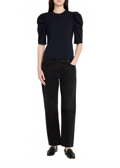 Frame Draped Femme Tee In Navy Blue In Blue