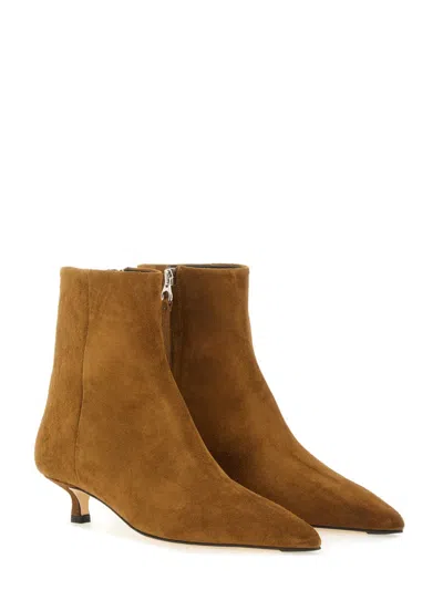 Aeyde Suede Kitten Heel Pointed Toe Boots In Brown