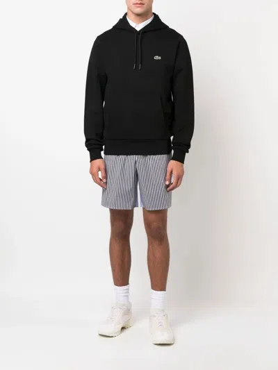 Lacoste Cotton Blend Sweatshirt With Adjustable Hood In Black