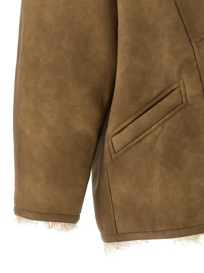 Isabel Marant Étoile Isabel Marant Etoile Women Beige Shearling Coat With High Collar And Button Closure In Leather And F In Brown