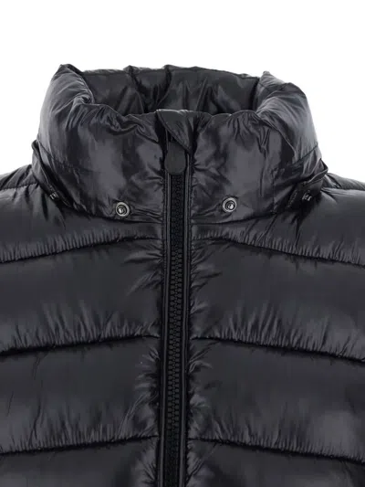 Save The Duck Cosmary Black Down Jacket With Removable Hood And Logo Patch On The Sleeve In Tech Fabric Woman