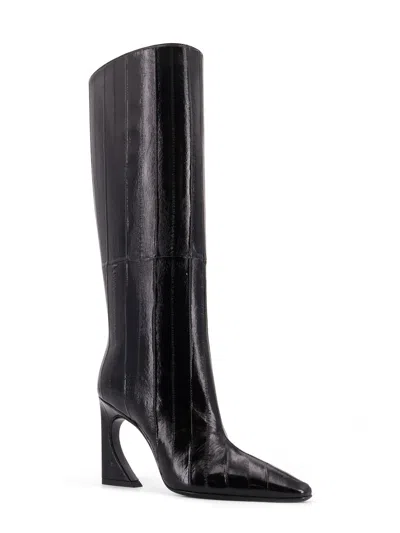 Fendi Women Brown Ankle Boots With Arc Heel And Side Zip Closure In Leather Woman In Black