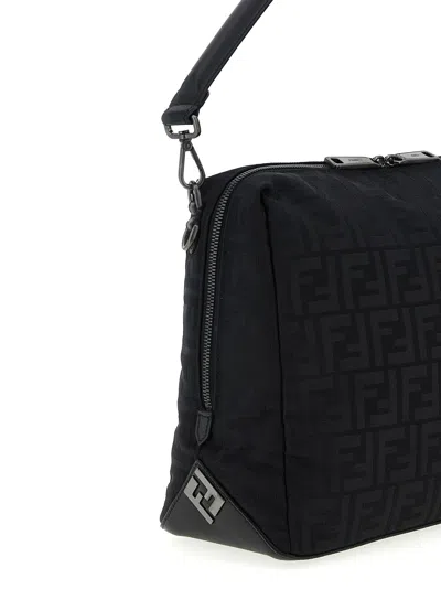 Fendi Large Lui Ff-pattern Messenger Bag In Black