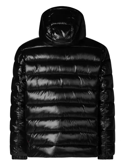 Save The Duck Florian Down Jacket With Lacquered Finish And Removable Hood Clothing In Black
