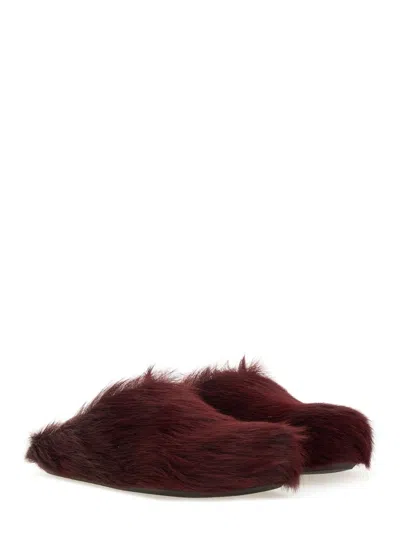 Marni Colorful Calf Hair Slip-on Shoes In Brown