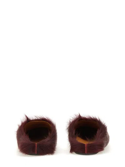 Marni Colorful Calf Hair Slip-on Shoes In Brown