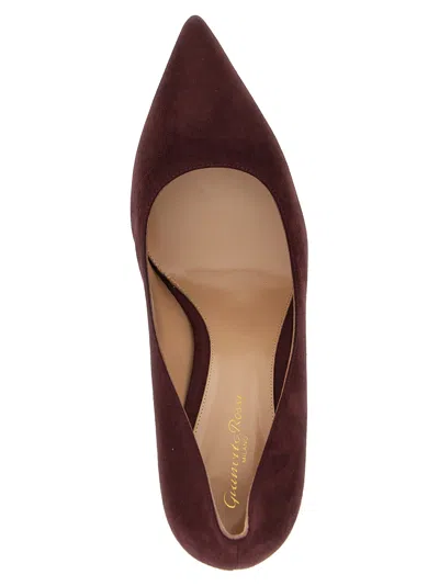 Gianvito Rossi Pointed Toe Suede Stiletto Heel Pumps In Burgundy