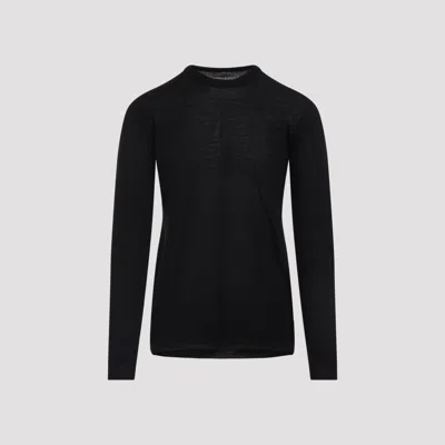 Rick Owens Black Wool Ribbed Round Neck Pullover In Black