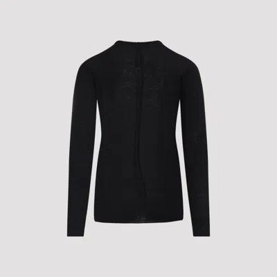 Rick Owens Black Wool Ribbed Round Neck Pullover In Black