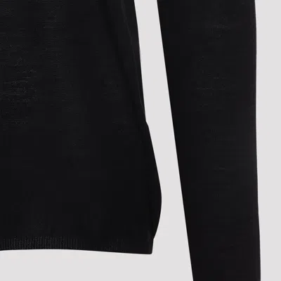 Rick Owens Black Wool Ribbed Round Neck Pullover In Black