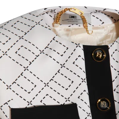 Elisabetta Franchi Geometric-pattern Button Double-crepe Jacket In White