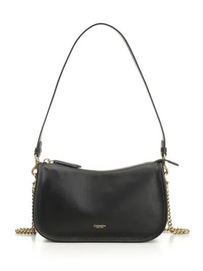 Coach Natural Grain Leather Waverly Bag Shoulder Bags Black In Black
