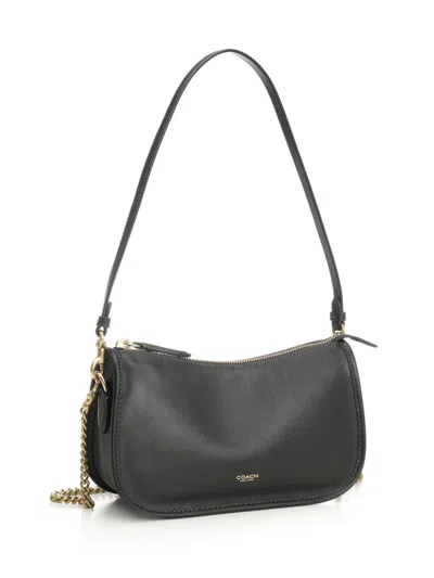 Coach Natural Grain Leather Waverly Bag Shoulder Bags Black In Black