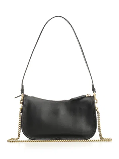 Coach Natural Grain Leather Waverly Bag Shoulder Bags Black In Black