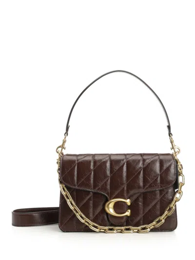 Coach Quilted Glazed Leather Chain Tabby Shoulder Bag With Chain Shoulder Bags Brown