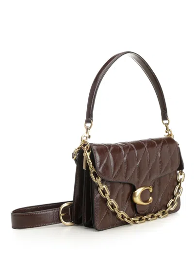 Coach Quilted Glazed Leather Chain Tabby Shoulder Bag With Chain Shoulder Bags Brown