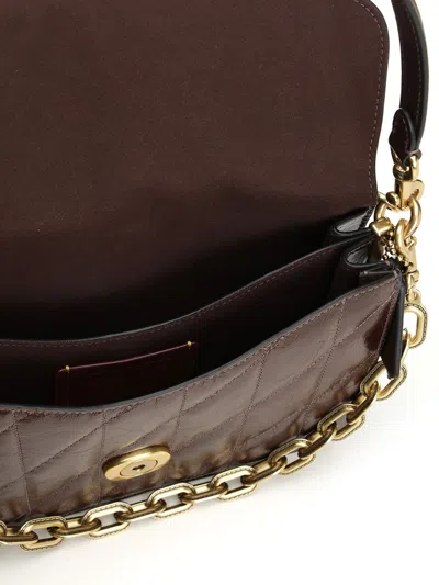 Coach Quilted Glazed Leather Chain Tabby Shoulder Bag With Chain Shoulder Bags Brown