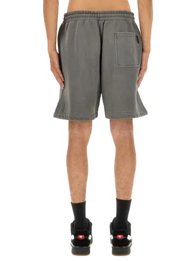 Palm Angels Logo Printed Drawstring Bermuda Shorts In Gray