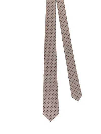 Kiton Ciro Paone All-over Pattern Silk Tie In Gray