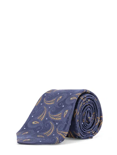 Kiton Ciro Paone Paisley Silk Tie In Blue