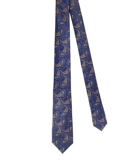 Kiton Ciro Paone Paisley Silk Tie In Blue
