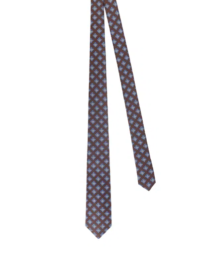 Kiton Ciro Paone Pattern Silk Tie In Brown