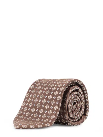 Kiton Ciro Paone All-over Pattern Wool Tie In Brown