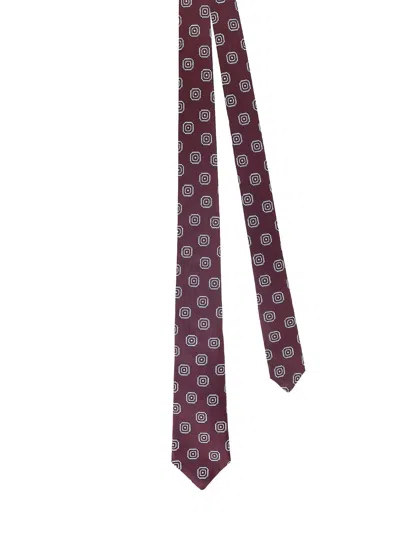 Kiton Ciro Paone Pattern Silk Tie In Burgundy