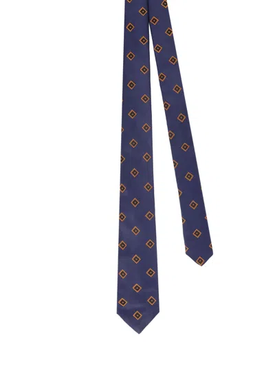 Kiton Ciro Paone Pattern Silk Tie In Blue