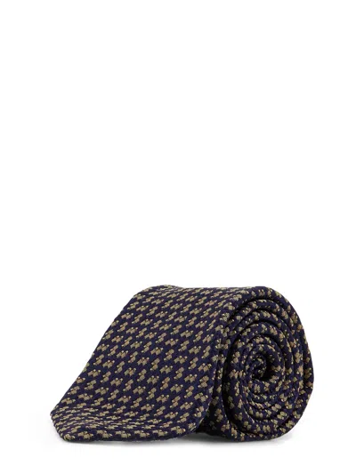 Kiton Ciro Paone Pattern Silk Tie In Blue