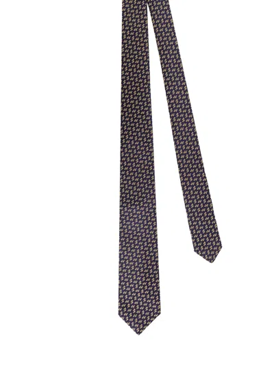 Kiton Ciro Paone Pattern Silk Tie In Blue