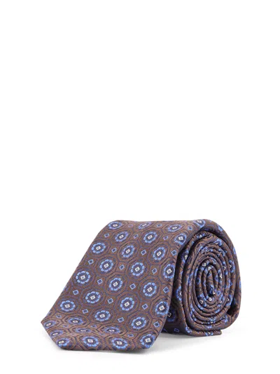 Kiton Ciro Paone Patterned Silk Tie In Brown