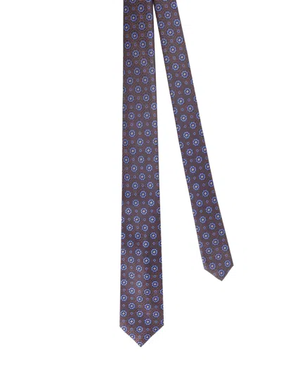 Kiton Ciro Paone Patterned Silk Tie In Brown