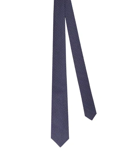 Kiton Ciro Paone Polka Dot Silk Tie In Blue
