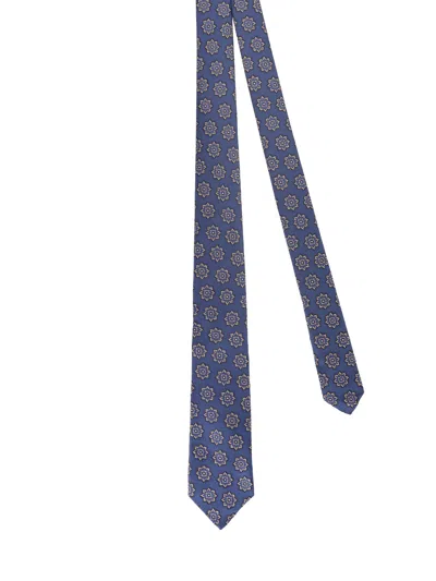 Kiton Ciro Paone Patterned Silk Tie In Blue