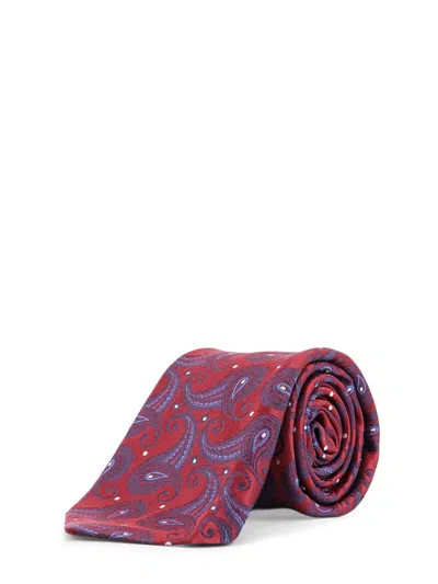 Kiton Ciro Paone Paisley Print Silk Tie In Red