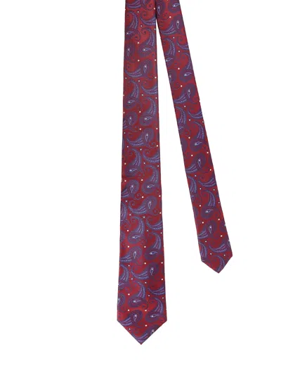Kiton Ciro Paone Paisley Print Silk Tie In Red