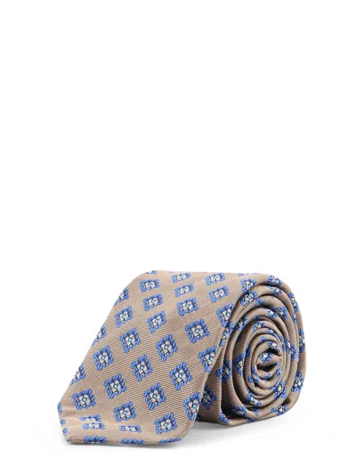 Kiton Ciro Paone Pattern Silk Tie In Brown