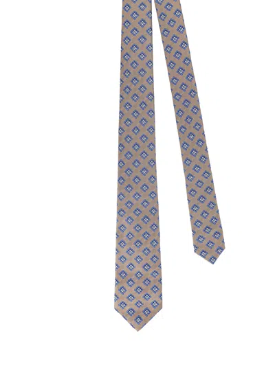 Kiton Ciro Paone Pattern Silk Tie In Brown