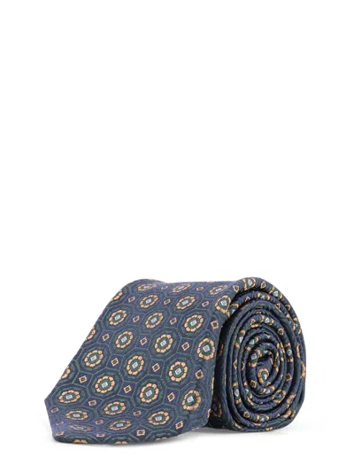 Kiton Ciro Paone Patterned Silk Tie In Blue