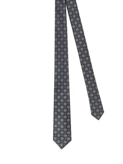 Kiton Ciro Paone Patterned Silk Tie In Blue