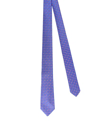 Kiton Ciro Paone All-over Pattern Wool Tie In Blue