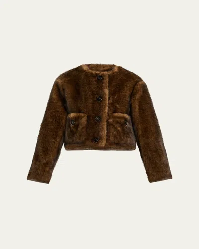 Marc Jacobs Patch-pocket Faux-fur Jacket In Brown