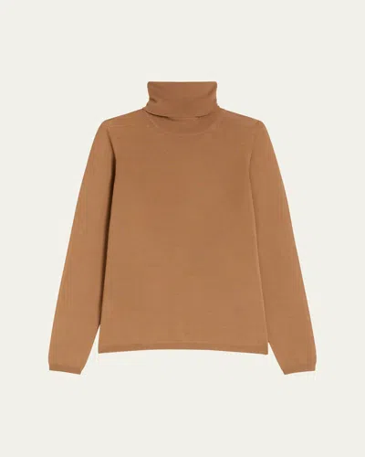 Max Mara Saluto Virgin Wool Turtleneck Sweater In Brown