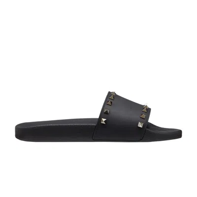 Pre-owned Valentino Garavani Valentino Valentino Rockstud Slide 'black' | Men's Size 38