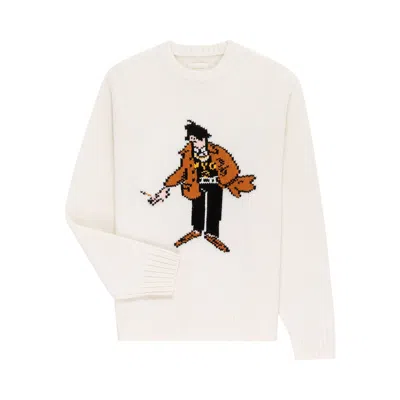 Pre-owned Aimé Leon Dore Caricature Knit Sweater 'pristine' | Cream | Men's Size Xs In White