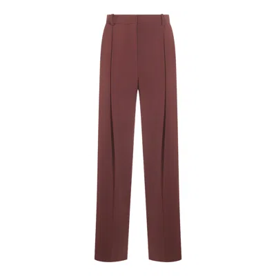 Elisabetta Franchi Trousers With Front Pleats And Belt Loops In Burgundy