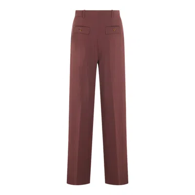 Elisabetta Franchi Trousers With Front Pleats And Belt Loops In Burgundy