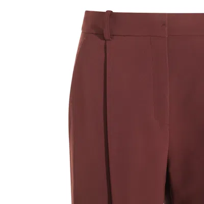 Elisabetta Franchi Trousers With Front Pleats And Belt Loops In Burgundy